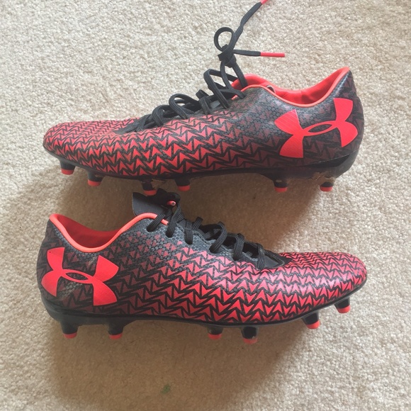 Under Armour Neon Orange and Pink Cleats - Picture 1 of 4